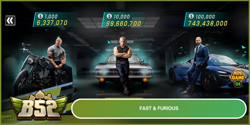 Siêu phẩm slots Fast & Furious tại B52club có hiệu ứng đua xe và Jackpot lớn