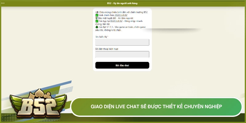 Giao diện Live Chat sẽ được thiết kế chuyên nghiệp