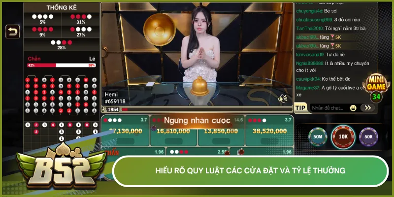 Nắm rõ các cửa cược và tỷ lệ thưởng là bước đệm để chơi Xóc Đĩa B52club hiệu quả và kiểm soát vốn tốt hơn