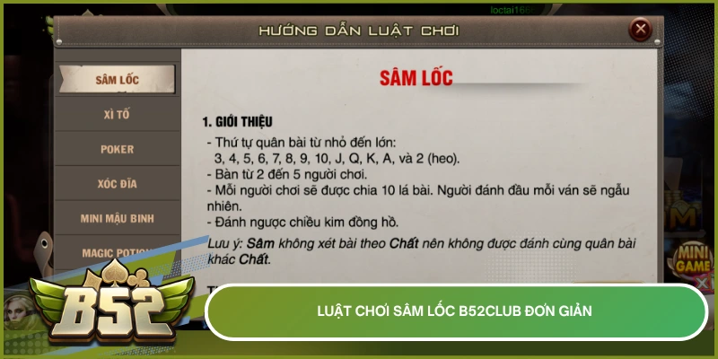 Luật chơi Sâm Lốc b52club đơn giản 