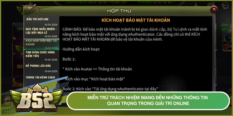 Miễn trừ trách nhiệm mang đến những thông tin quan trọng trong giải trí online