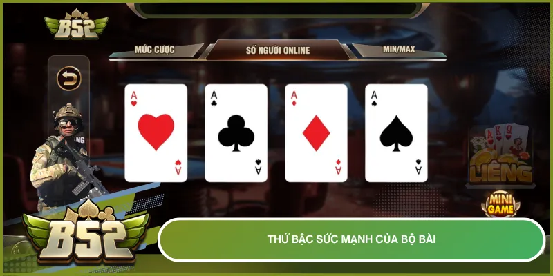 Thứ bậc sức mạnh trong Liêng B52club có các bộ bài đặc biệt quyết định thắng thua